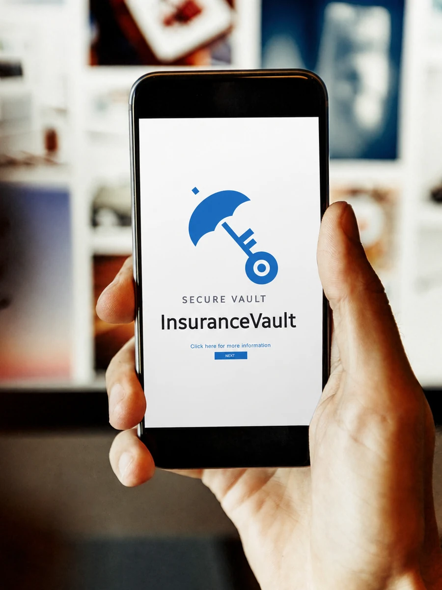 The Insurance Vault app open on a phone